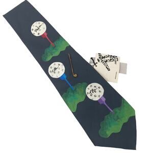 James - Kathy James Hand Painted Golf Silk Tie New with Tags